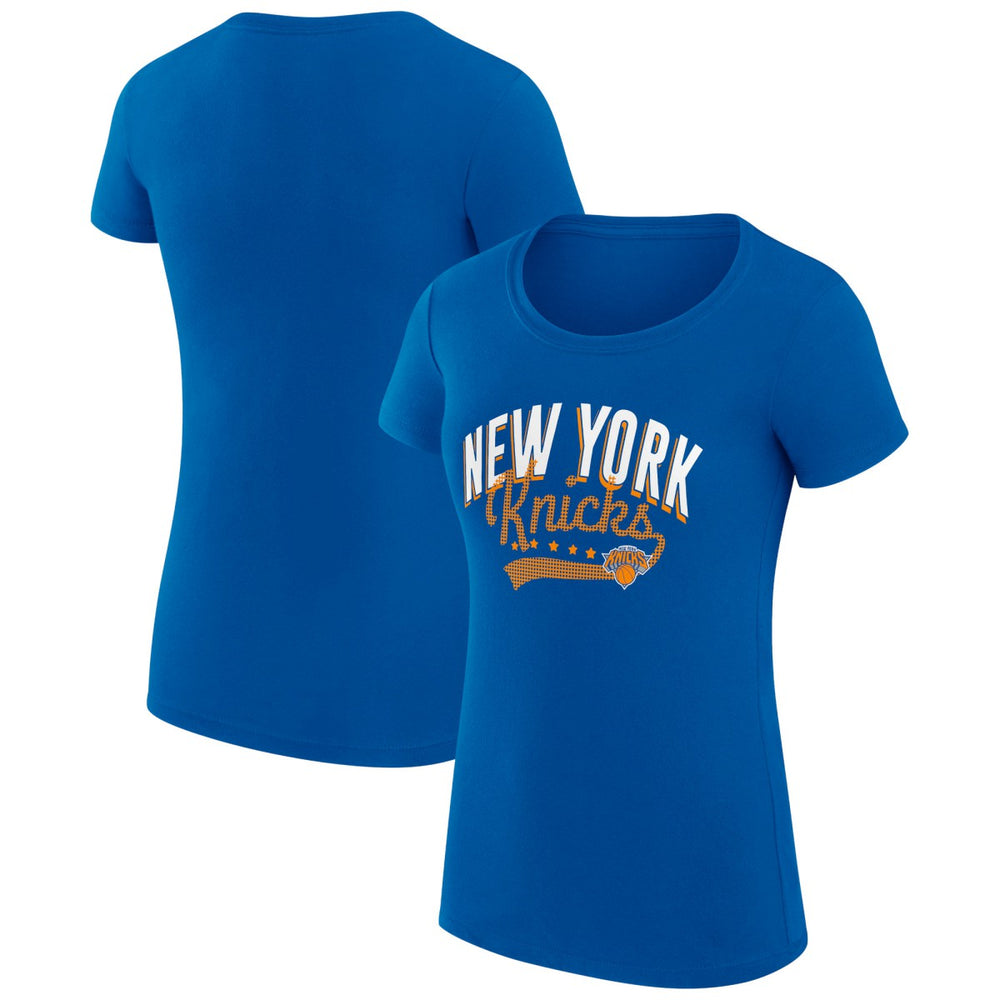 NBA - New York Knicks G-III 4Her by Carl Banks Women's Super-Slim Fit Lightweight Filigree Logo T-Shirt - Blue