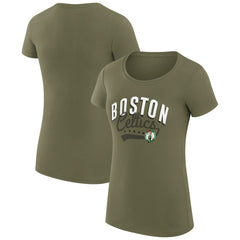 NBA - Boston Celtics G-III 4Her by Carl Banks Women's Super-Slim Fit Lightweight Filigree Logo T-Shirt - Olive