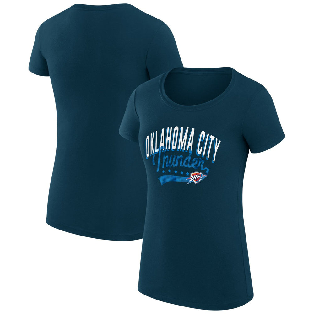 NBA - Oklahoma City Thunder G-III 4Her by Carl Banks Women's Super-Slim Fit Lightweight Filigree Logo T-Shirt - Navy