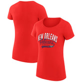 NBA - New Orleans Pelicans G-III 4Her by Carl Banks Women's Super-Slim Fit Lightweight Filigree Logo T-Shirt - Red