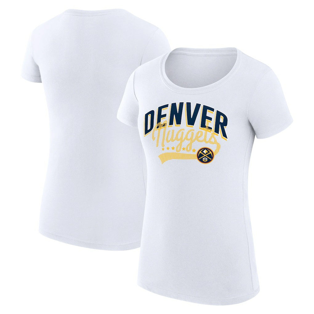 NBA - Denver Nuggets G-III 4Her by Carl Banks Women's Super-Slim Fit Lightweight Filigree Logo T-Shirt - White