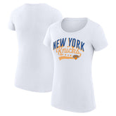NBA - New York Knicks G-III 4Her by Carl Banks Women's Super-Slim Fit Lightweight Filigree Logo T-Shirt - White