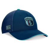Seattle Kraken Fanatics 2024 NHL Draft On Stage Trucker Adjustable Hat Deep Sea Blue