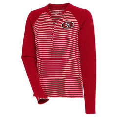 San Francisco 49ers Antigua Women's Maverick Long Sleeve Henley T-Shirt Scarlet - NFL