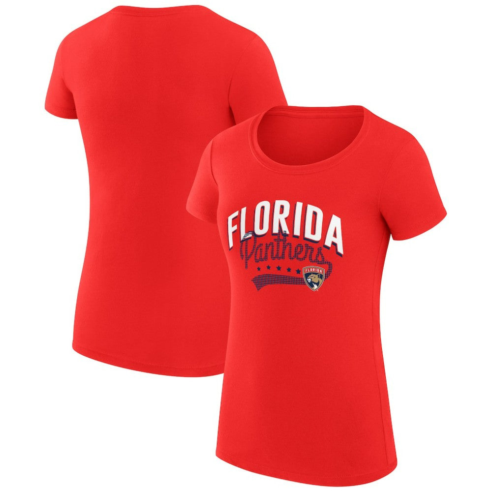 Florida Panthers - G-III 4Her by Carl Banks Women's Super-Slim Fit Lightweight Filigree Logo T-Shirt – Red