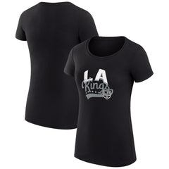Los Angeles Kings - G-III 4Her by Carl Banks Women's Super-Slim Fit Lightweight Filigree Logo T-Shirt – Black
