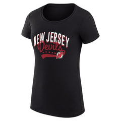 New Jersey Devils - G-III 4Her by Carl Banks Women's Super-Slim Fit Lightweight Filigree Logo T-Shirt – Black