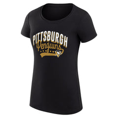 Pittsburgh Penguins G-III 4Her by Carl Banks Women's Super-Slim Fit Lightweight Filigree Logo T-Shirt – Black