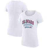 Colorado Avalanche - G-III 4Her by Carl Banks Women's Super-Slim Fit Lightweight Filigree Logo T-Shirt – White