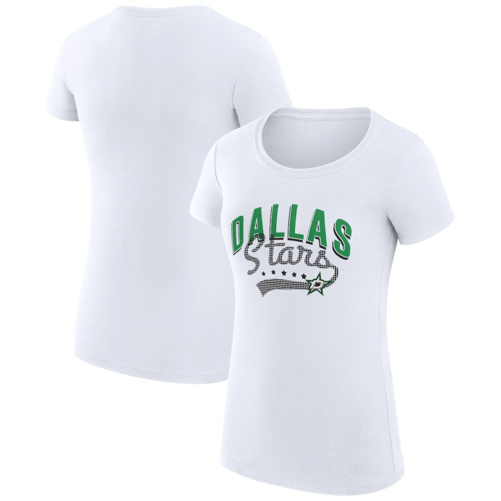 Dallas Stars - G-III 4Her by Carl Banks Women's Super-Slim Fit Lightweight Filigree Logo T-Shirt – White
