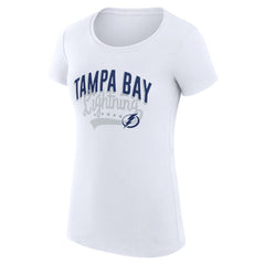 Tampa Bay Lightning - G-III 4Her by Carl Banks Women's Super-Slim Fit Lightweight Filigree Logo T-Shirt – White