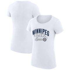 Winnipeg Jets - G-III 4Her by Carl Banks Women's Super-Slim Fit Lightweight Filigree Logo T-Shirt – White