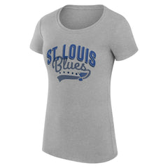 St. Louis Blues - G-III 4Her by Carl Banks Women's Super-Slim Fit Lightweight Filigree Logo T-Shirt – Gray