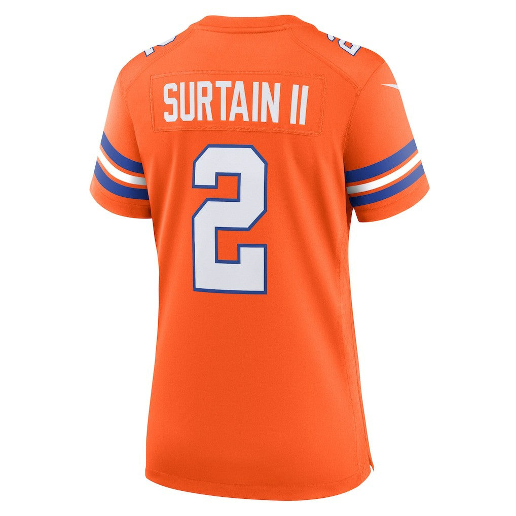Patrick Surtain II Denver Broncos Women's Mile High Collection 1977 Throwback Player Game Jersey - Orange | NFL Jerseys