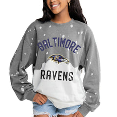 Baltimore Ravens Gameday Couture Women's Oversized Coin Toss Faded French Terry Tri-Blend Pullover Sweatshirt Gray - NFL
