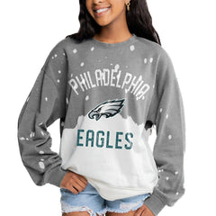Philadelphia Eagles Gameday Couture Women's Oversized Coin Toss Faded French Terry Tri-Blend Pullover Sweatshirt Gray - NFL