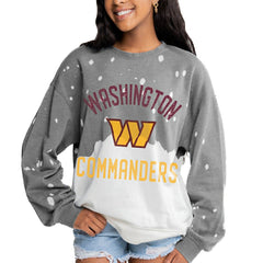Washington Commanders Gameday Couture Women's Oversized Coin Toss Faded French Terry Tri-Blend Pullover Sweatshirt Gray - NFL