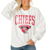 Kansas City Chiefs Gameday Couture Women's Oversized Yard Line Tri-Blend Pullover Sweatshirt White - NFL