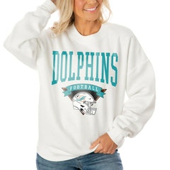 Miami Dolphins Gameday Couture Women's Oversized Yard Line Tri-Blend Pullover Sweatshirt White - NFL