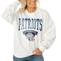 New England Patriots Gameday Couture Women's Oversized Yard Line Tri-Blend Pullover Sweatshirt White - NFL