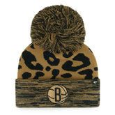 47 brand - Brooklyn Nets '47 Women's Rosette Cuffed Knit Hat with Pom - Leopard