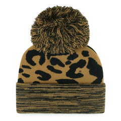 47 brand - Brooklyn Nets '47 Women's Rosette Cuffed Knit Hat with Pom - Leopard