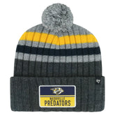 Nashville Predators - '47 Stack Patch Cuffed Knit Hat with Pom Gray
