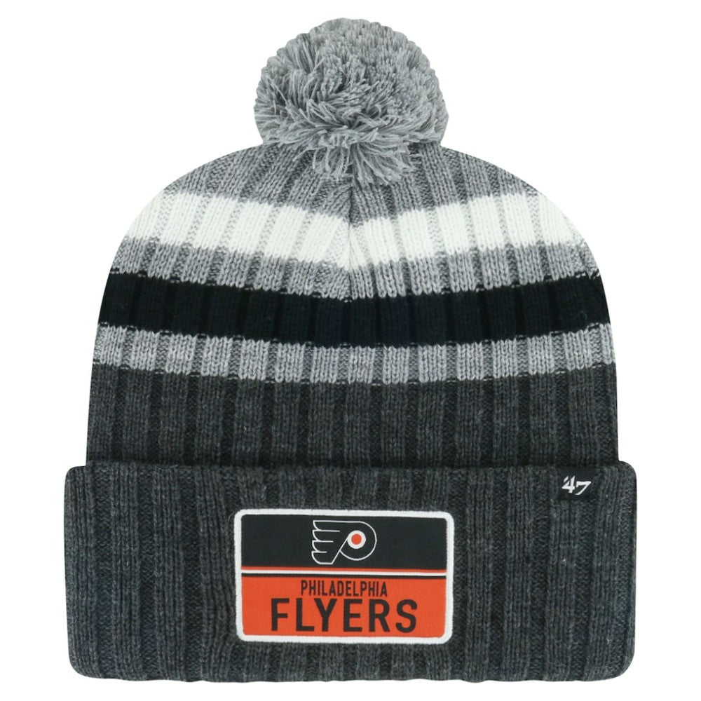 Philadelphia Flyers - '47 Stack Patch Cuffed Knit Hat with Pom Gray
