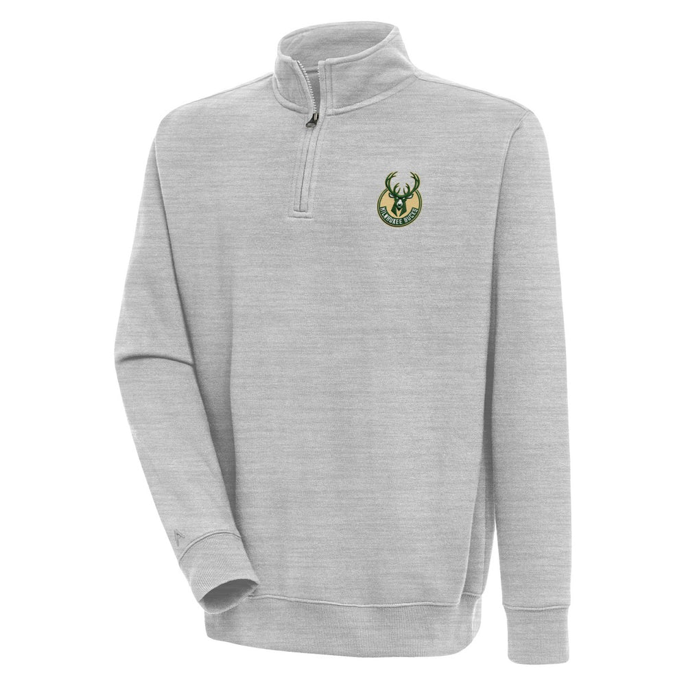 NBA - Milwaukee Bucks Antigua Victory Quarter-Zip Pullover Top - Heather Gray