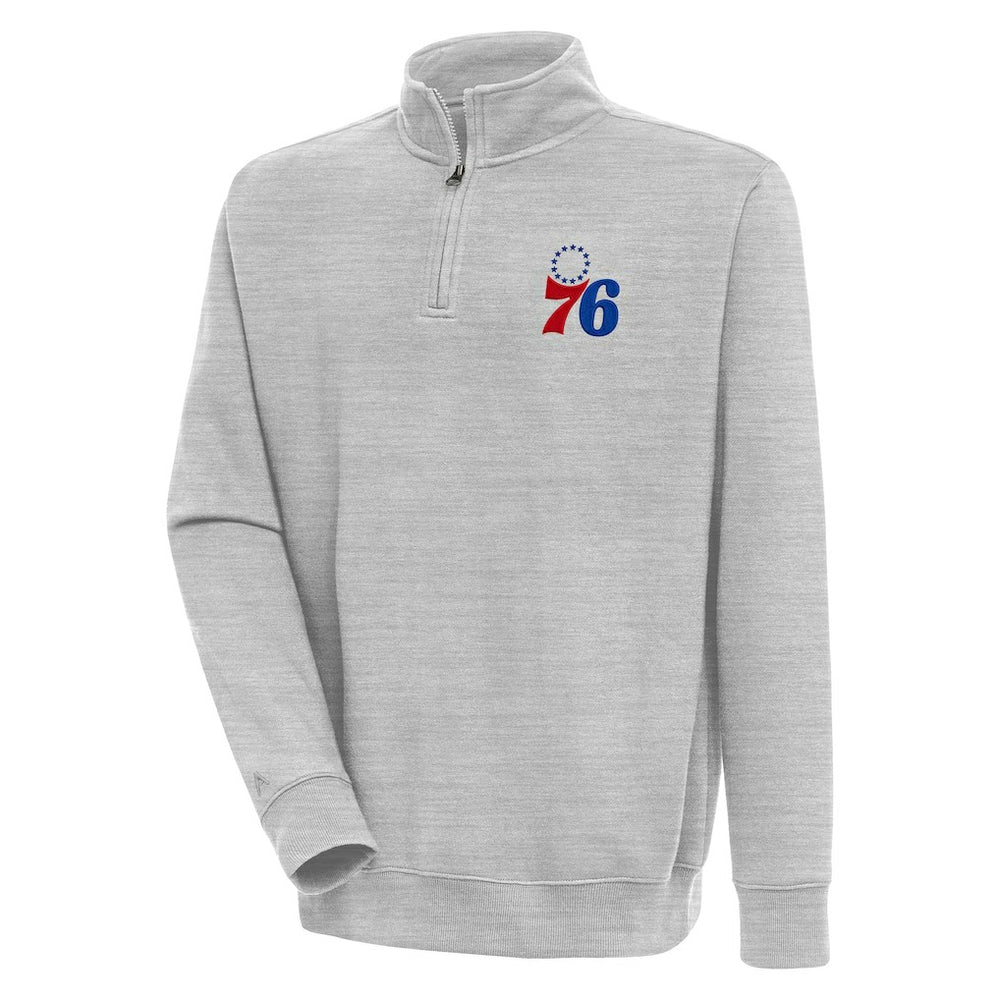 NBA - Philadelphia 76ers Antigua Victory Quarter-Zip Pullover Top - Heather Gray