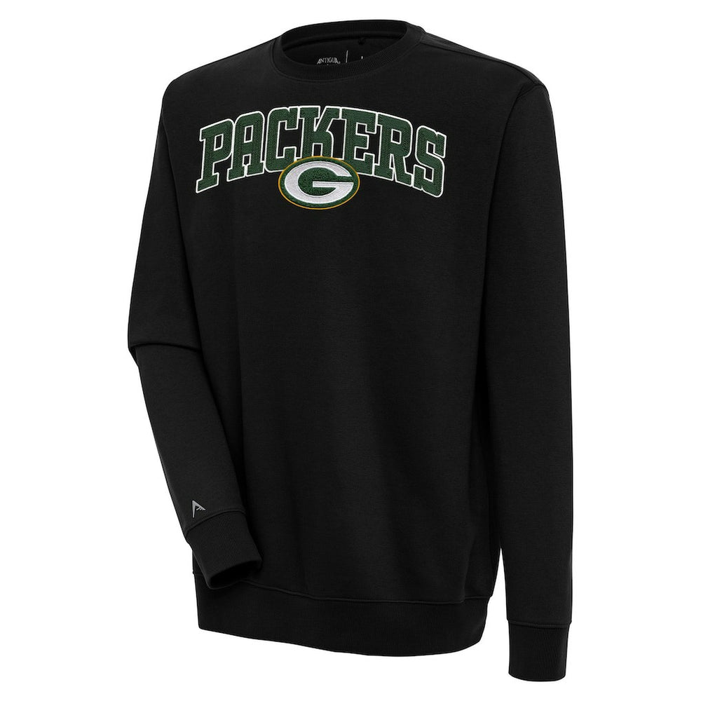 Green Bay Packers Antigua Victory Chenille Pullover Sweatshirt Black - NFL