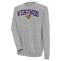 Minnesota Vikings Antigua Victory Chenille Pullover Sweatshirt Heather Gray - NFL
