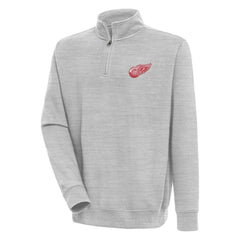 Detroit Red Wings - Antigua Victory Quarter-Zip Pullover Top Heather Gray