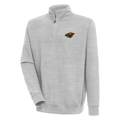 Minnesota Wild - Antigua Victory Quarter-Zip Pullover Top Heather Gray