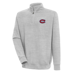 Montreal Canadiens - Antigua Victory Quarter-Zip Pullover Top Heather Gray