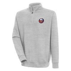 New York Islanders - Antigua Victory Quarter-Zip Pullover Top Heather Gray