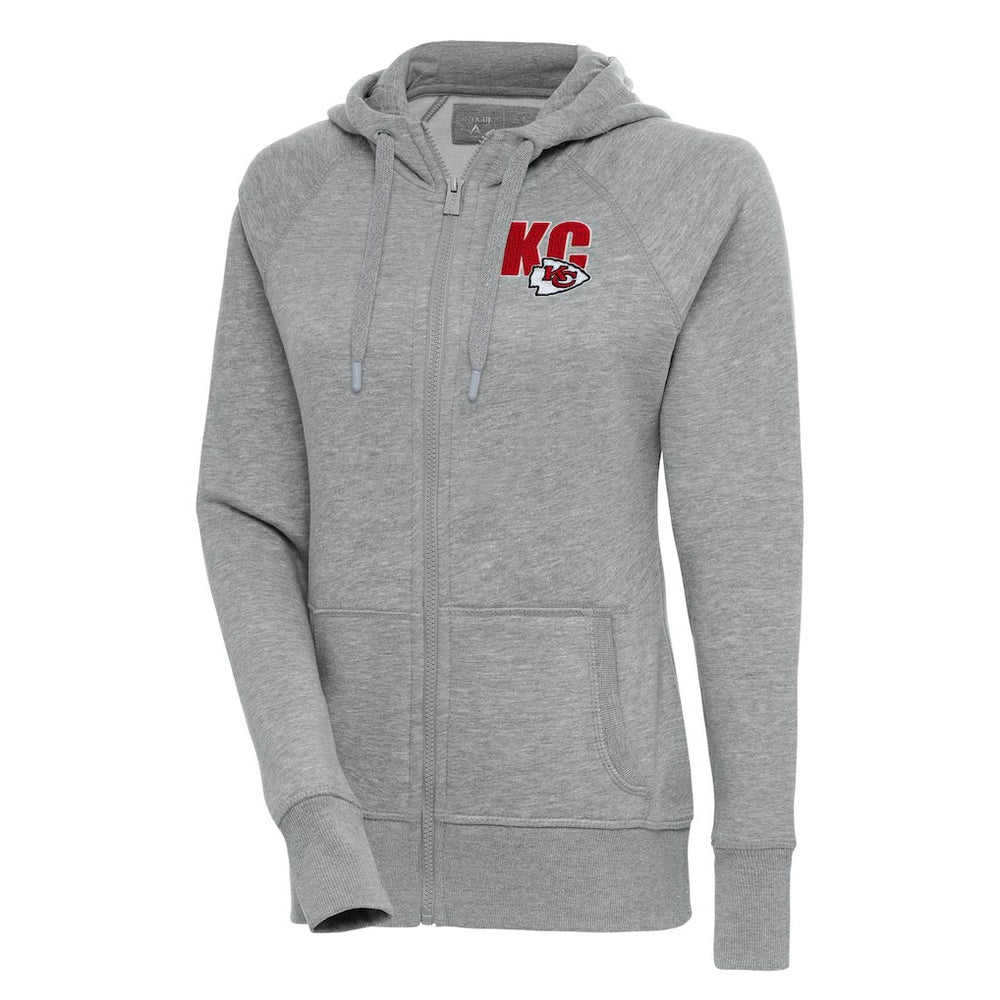 Kansas City Chiefs Antigua Women's Victory Full-Zip Hoodie Heather Gray - NFL