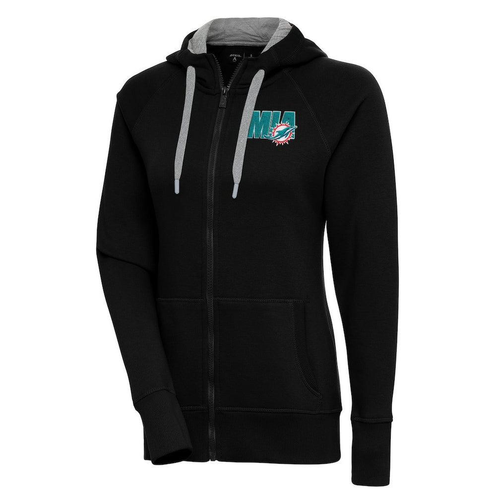 Miami Dolphins Antigua Women's Victory Full-Zip Hoodie Black - NFL
