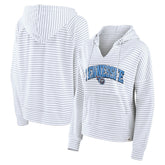 Tennessee Titans Women's Striped Notch Neck Pullover Hoodie White/Gray - Fanatics