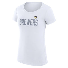 Milwaukee Brewers G-III 4Her by Carl Banks Women's Super-Slim Fit Lightweight Dot Print T-Shirt Lifestyle