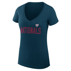 Washington Nationals G-III 4Her by Carl Banks Women's Super-Slim Fit Lightweight Dot Print V-Neck T-Shirt Sale