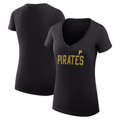 Pittsburgh Pirates G-III 4Her by Carl Banks Women's Super-Slim Fit Lightweight Dot Print V-Neck T-Shirt for sale