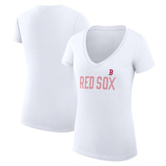 Boston Red Sox G-III 4Her by Carl Banks Women's Super-Slim Fit Lightweight Dot Print V-Neck T-Shirt Lifestyle