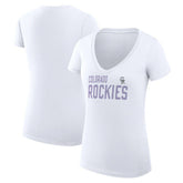 Colorado Rockies G-III 4Her by Carl Banks Women's Super-Slim Fit Lightweight Dot Print V-Neck T-Shirt Clearance