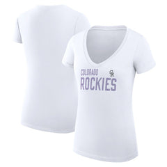 Colorado Rockies G-III 4Her by Carl Banks Women's Super-Slim Fit Lightweight Dot Print V-Neck T-Shirt Clearance