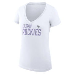Colorado Rockies G-III 4Her by Carl Banks Women's Super-Slim Fit Lightweight Dot Print V-Neck T-Shirt Clearance