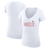 Los Angeles Angels G-III 4Her by Carl Banks Women's Super-Slim Fit Lightweight Dot Print V-Neck T-Shirt Clearance