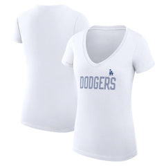 Los Angeles Dodgers G-III 4Her by Carl Banks Women's Super-Slim Fit Lightweight Dot Print V-Neck T-Shirt Lifestyle