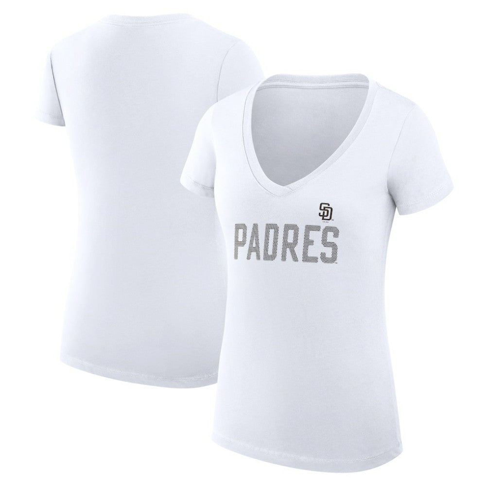 San Diego Padres G-III 4Her by Carl Banks Women's Super-Slim Fit Lightweight Dot Print V-Neck T-Shirt Sale