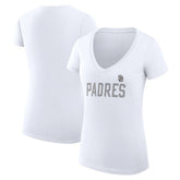 San Diego Padres G-III 4Her by Carl Banks Women's Super-Slim Fit Lightweight Dot Print V-Neck T-Shirt Sale
